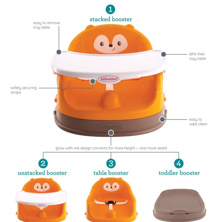 Feeding Infantino | Grow-With-Me 4-In-1 Two-Can-Dine Feeding Booster Seat, Fox